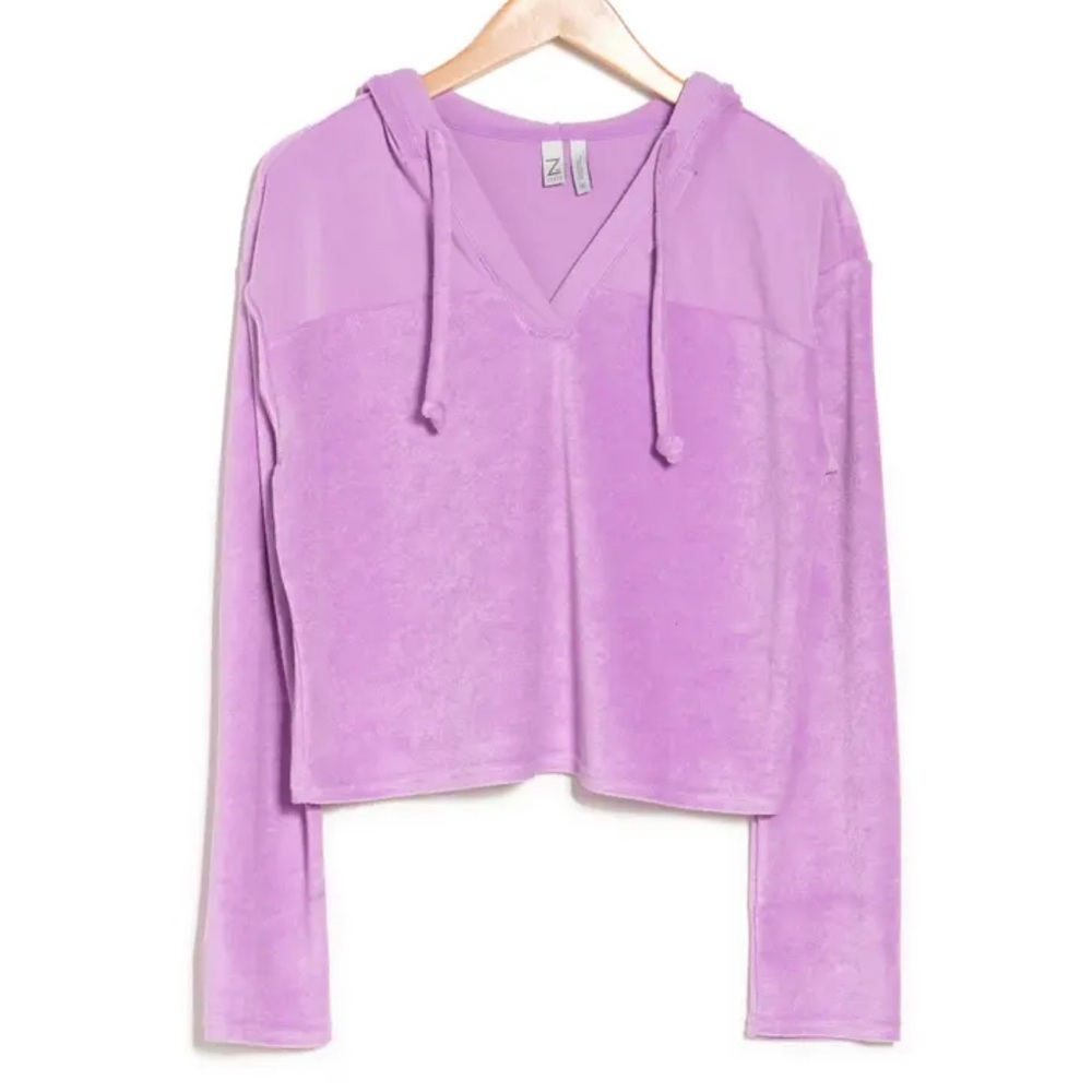 NEW Nordstrom 2022 Sol Terry Hoodie‎ Purple Spectre Size Medium V-Neck Fleece M